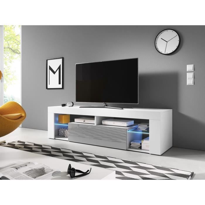 Meuble Tv Suspendu Blanc Laqué 140 Cm Vivaldi Meuble Tv Everest 2 140 Cm Blanc Mat Gris Brillant