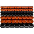 Lot de 75 boîtes XS S et M bacs a bec orange et noir pour système de rangement 115 x 78 cm au garage-1