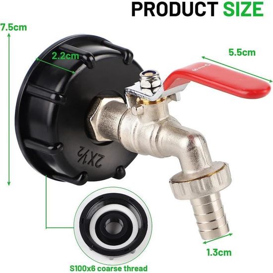 Reservoir Eau 1000l YSDSY Robinet Cuve 1000L Recuperateur D Eau De Pluie 1000 Litres Adaptateur De Ru00e9servoir IBC Robinet Pour Recuperateur D Eau De Pluie