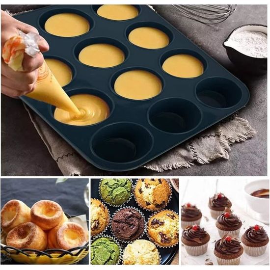2 Moules à Muffins En Acier Carbone Antiadhésif - Parfaits Pour Cupcakes Et Brownies