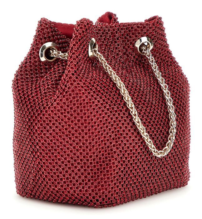 Sac de soirée GUESS Zalina Mini Pouch Rouge foncé 14x15x10