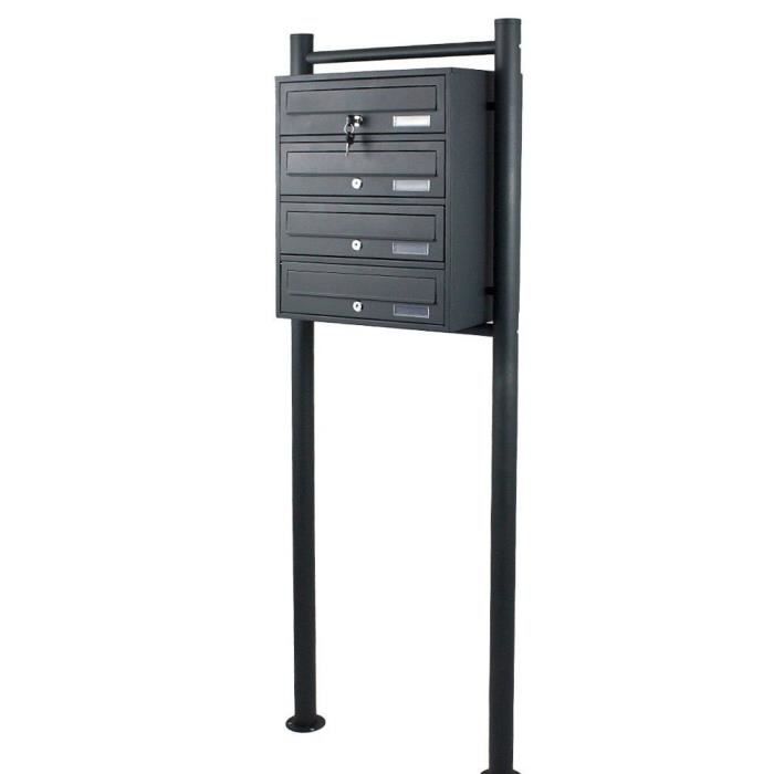Boîte aux lettres locataire autoportante 4 Eurobox acier graphite Cdiscount Bricolage