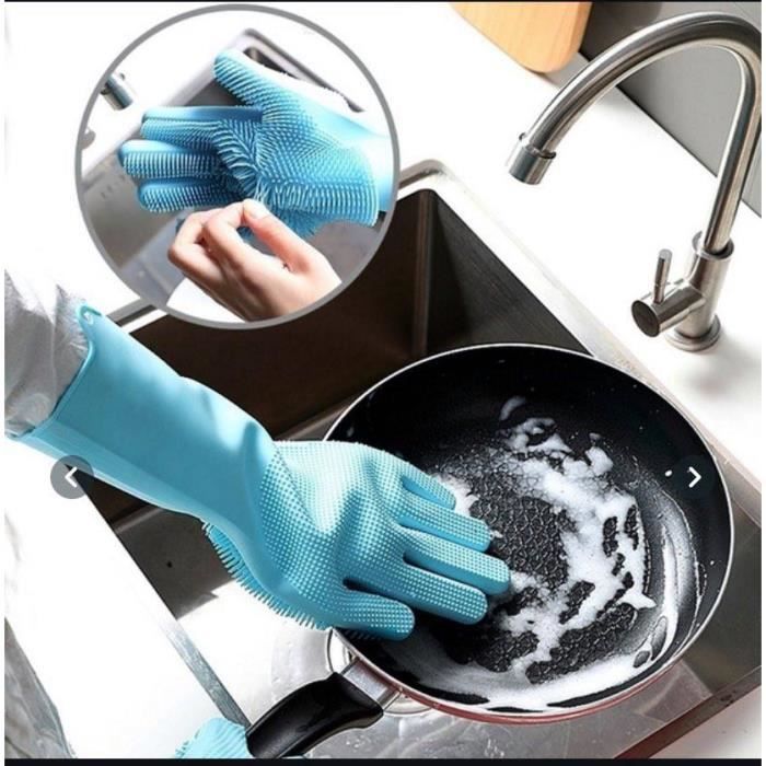 Gants en caoutchouc mignons gants de cuisine Kawaii nettoyage vaisselle gant  de ménage réutilisable gants antibactériens taille L 1 paire -  France