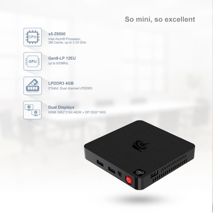Mini PC-Beelink T4 UNITÉ CENTRALE-4GoRAM+64GoEMMC-Intel1