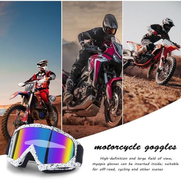 Lunettes De Protection Motocross - Anti-vent, Anti-poussière, Anti-UV - Taille 20,5 X 9,5 Cm - Bandeau Réglable - Pour VTT, Ski, Cyclisme - 7