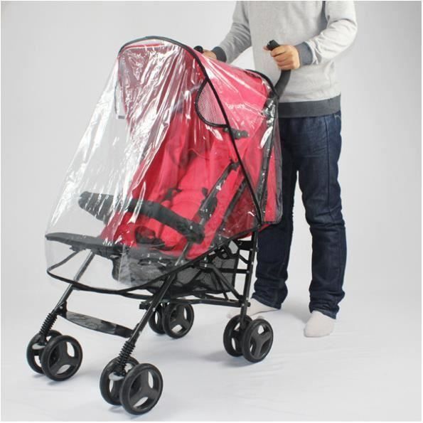 Universel Habillage Pluie PVC Sac Filet Pour Poussette Canne Avec