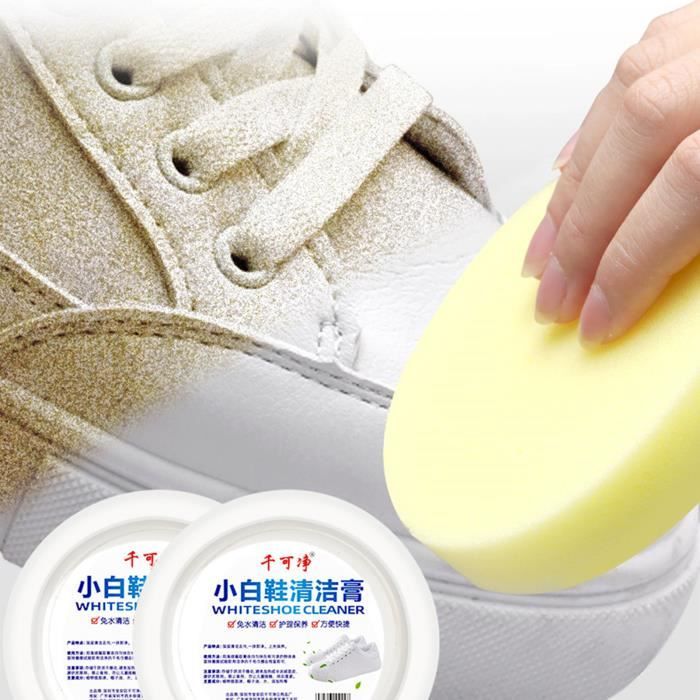 Crème de nettoyage anhydre pour petites chaussures blanches Crème nettoyante  pour chaussures de sport Outil de nettoyage de chaussures en toile pour  petites chaussures blanches