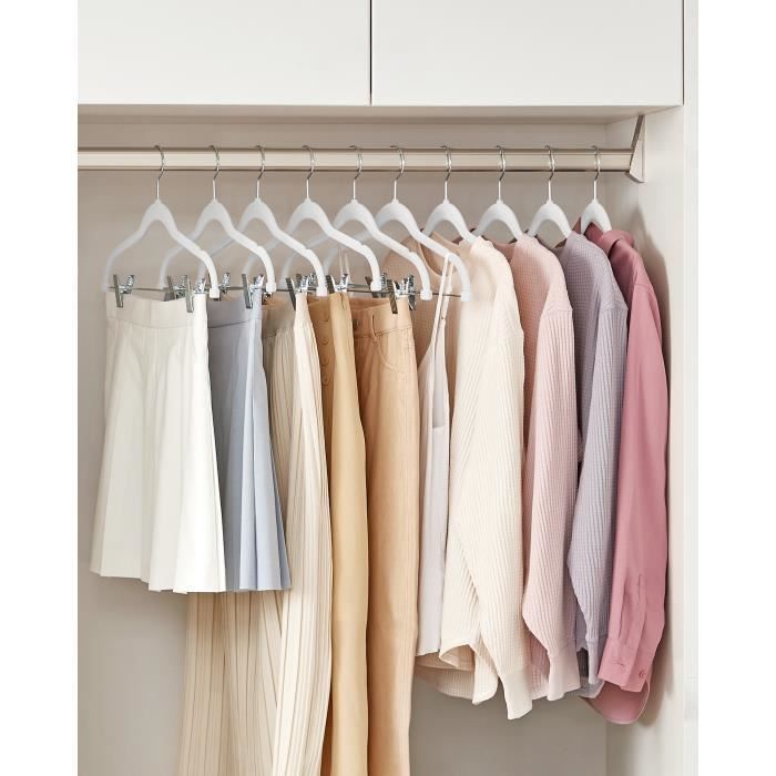 Lot de 20 Cintres Porte-Pantalons Métal, Cintre Pantalon 30cm, avec Deux Antidérapante Clips, cintres Pantalons, Crochet pivotant à 360°, Gain de Place, Cintre Jupe pour Pantalon Jupes Vêtements