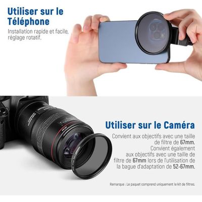 Kit Filtres ND 67mm NEEWER (ND16/ND32/ND64/ND1000) + Stylo Nettoyage Pour Objectifs Canon Nikon Sony