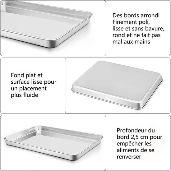 Plat à Four En Acier Inoxydable 40x30 Cm - Rôtissoire Rectangulaire, Hauteur 5.2 Cm, Résiste à 230°C