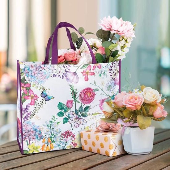 Sac De Course Et Caba Pieces Courses Reutilisable Fleurs Violet Cabas Lavables Pliable Cdiscount Bagagerie Maroquinerie