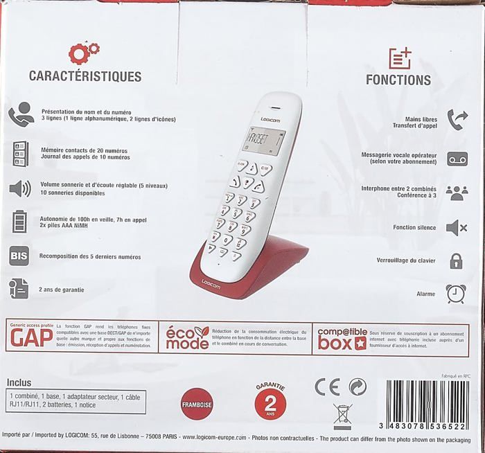 Logicom VEGA 150 Téléphone Fixe Sans Fil Taupe - Sans Répondeur, DECT