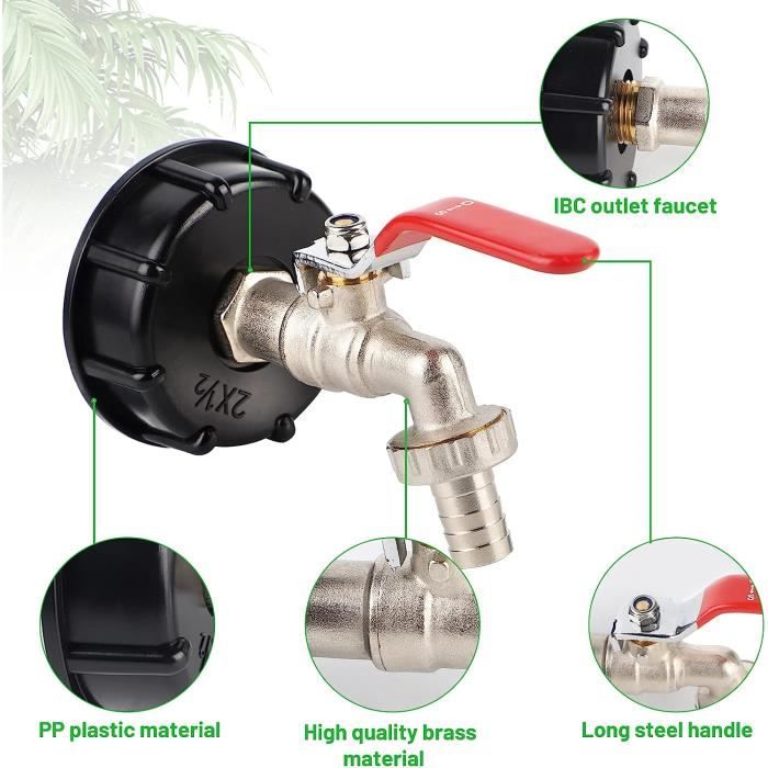 Adaptateur IBC S100x8 à S60x6 filetage grossier réduit avec couvercle