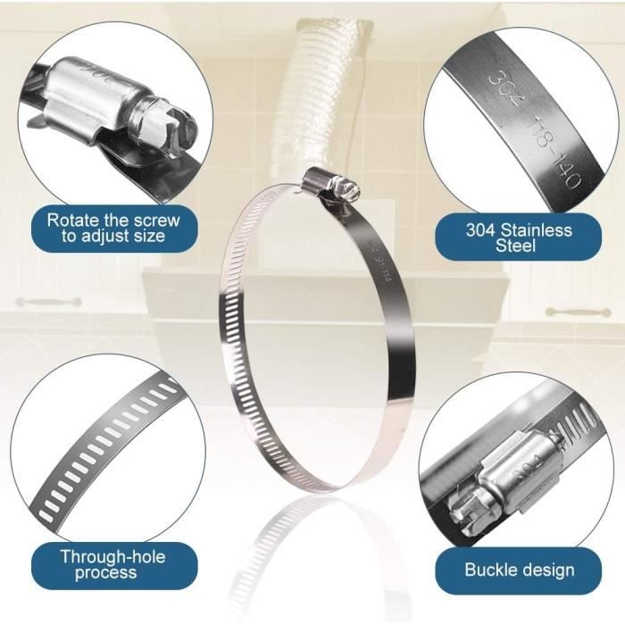 Collier serrage inox bande pleine Diamètre 10-16 mm Largeur 8mm x2