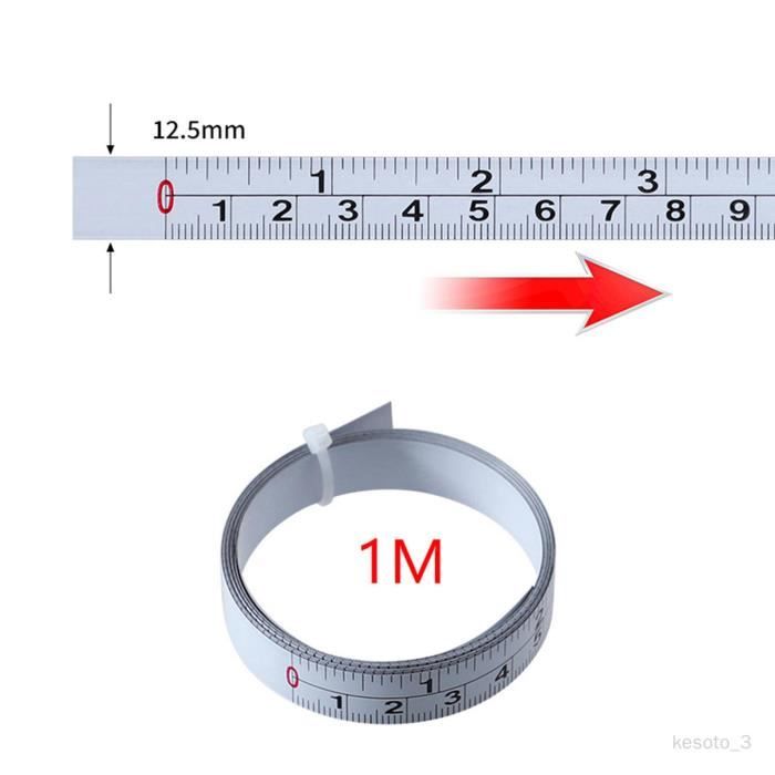 Ruban à mesurer en métal avec support collant, règle d'établi découpée avec  précision pour le travail 1M