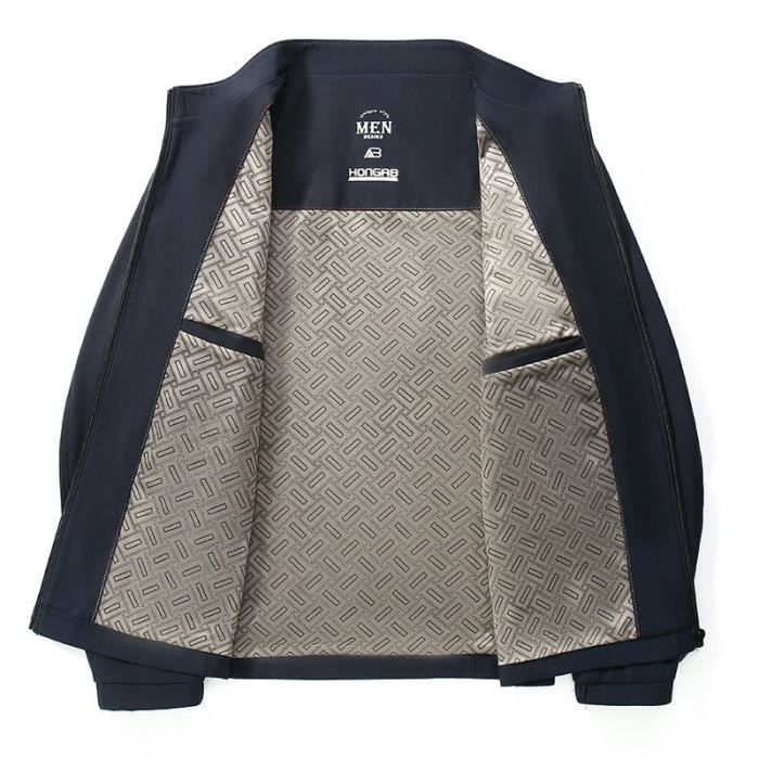 Veste Homme Mi-saison Légère Type Bombardier - Coupe-vent, Col Mao, Fermeture Zippée - Décontractée Et Pratique Pour Printemps, Automne, Ville Ou Plein Air - 7