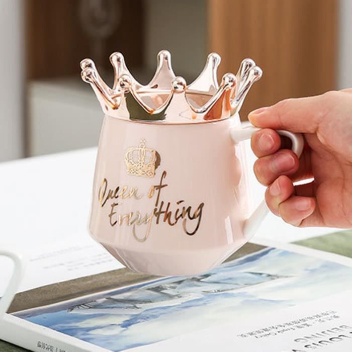 Tasse reine de tout avec couvercle couronne et cuillère cadeau de tasse à  café en céramique pour femme petite amie - Cdiscount Maison