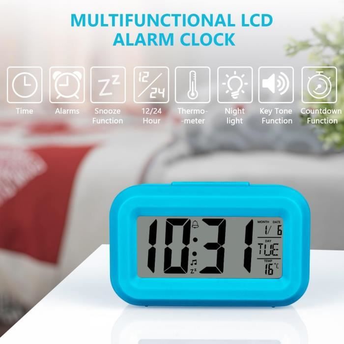 Réveil Digital Vicloon - Ecran Miroir LCD Avec Température, Date Et 2 Alarmes