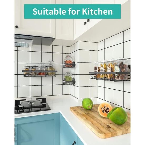 EAGMAK Lot De 2 Supports Adhésifs Transparents Pour étagère De Douche, Sans Perçage, Porte-savon, étagères De Rangement De Salle De Bain Et étagères De Cuisine