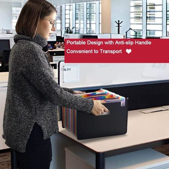 Classeur Grand Format Trieur Documents A4 Accordéon 26 Compartiments - Valisette Portable Avec Poignée, Noir Valisette Trieur Poignée