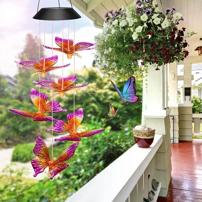 Carillon Solaire 6 Libellules LED Déco Jardin