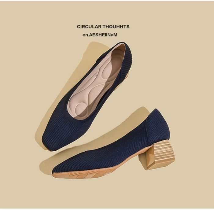 Escarpins Ouverts Escarpin Talon Carr Escarpins Bleu Marine Femme