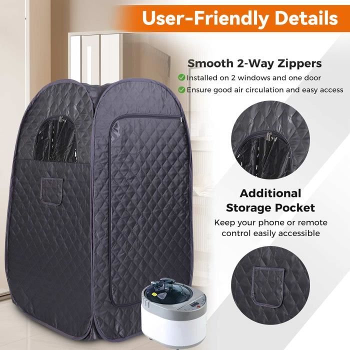 Tente Sauna Portable Pour 4 Personnes - Pour Extérieur, Camping, Pêche - Imperméable, Vue Panoramique - 6