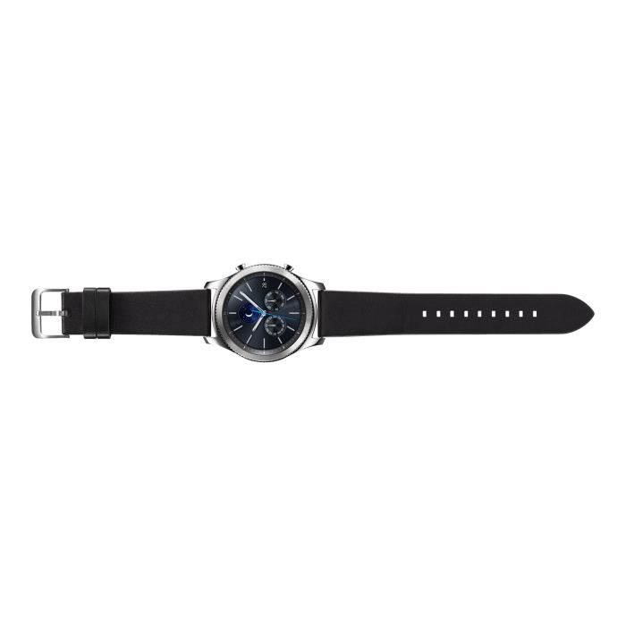 Samsung Gear S3 Classic 46 mm argent montre intelligente avec bande cuir noir 1.3