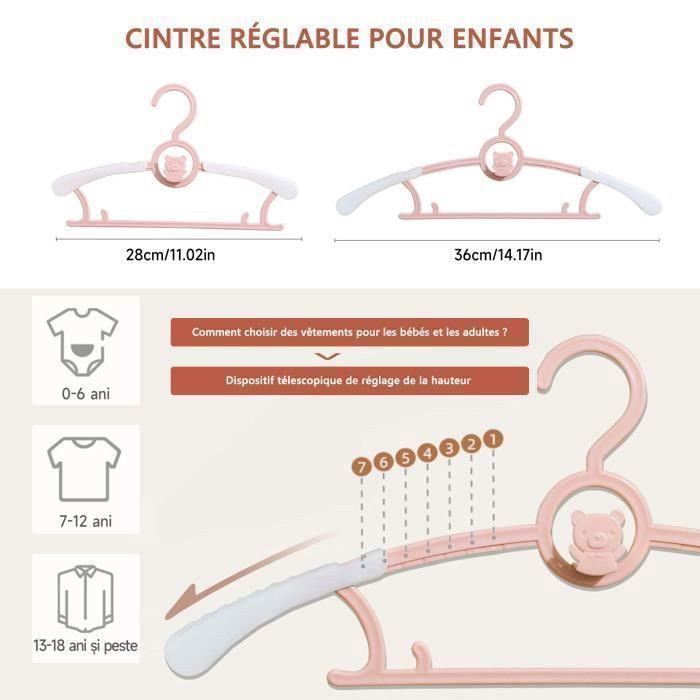Lot De 20 Cintres Pour Enfants – Polypropylène, Longueur 32 Cm, Empilables, Crochet Intégré, Antidérapant – Pour Vêtements Bébé Et Enfant