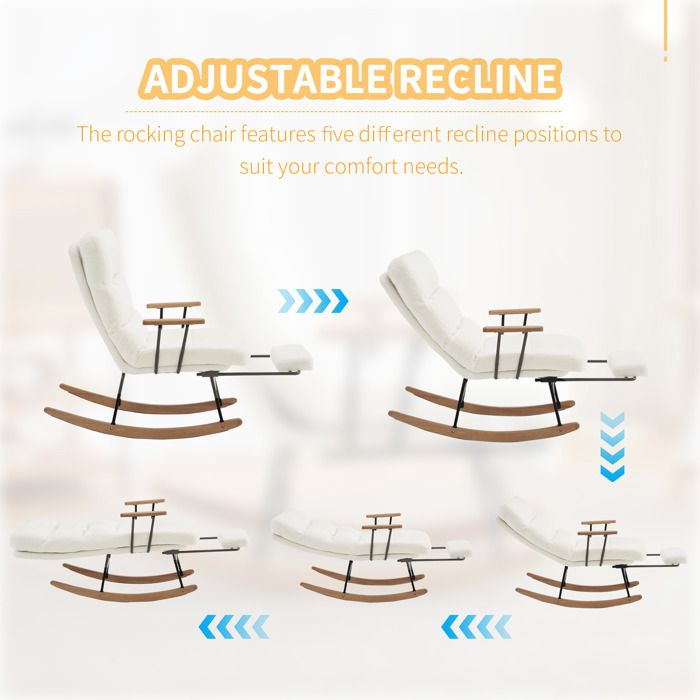 Rocking Chair, Fauteuil à Bascule Capitonné Avec Tabouret, Chaise