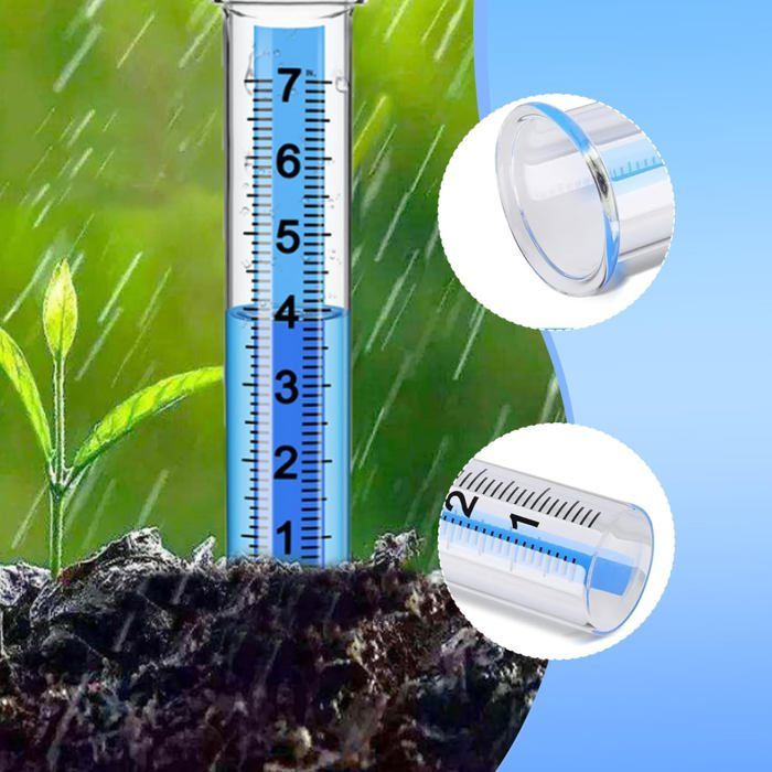 Mesure Pluie Lot De 2 Pluviomètres En Verre, Capacité De 12,7 Cm, Tubes à Essai Avec échelle Pour Cour, Jardin, Extérieur (style B Pluviometre Verre