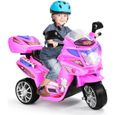 GOPLUS Moto Électrique pour Enfants 37-84 Mois à 3 Roues,Moto Scooter 6V 3 KM/h avec Effet Sonore et Lumineux, Charge 25 kg,Rose-0