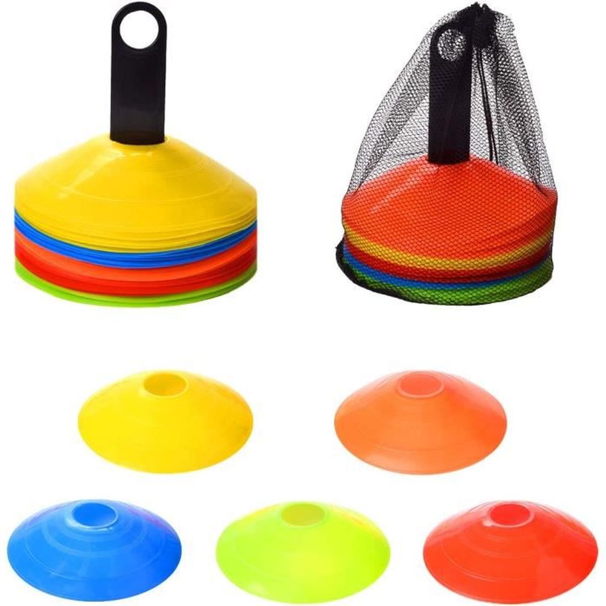 10 Cônes D'entraînement Sportif - Multicolores, 8,5 Cm, Pour Football, Agilité, Marquage Terrain (jaune Et Autres)