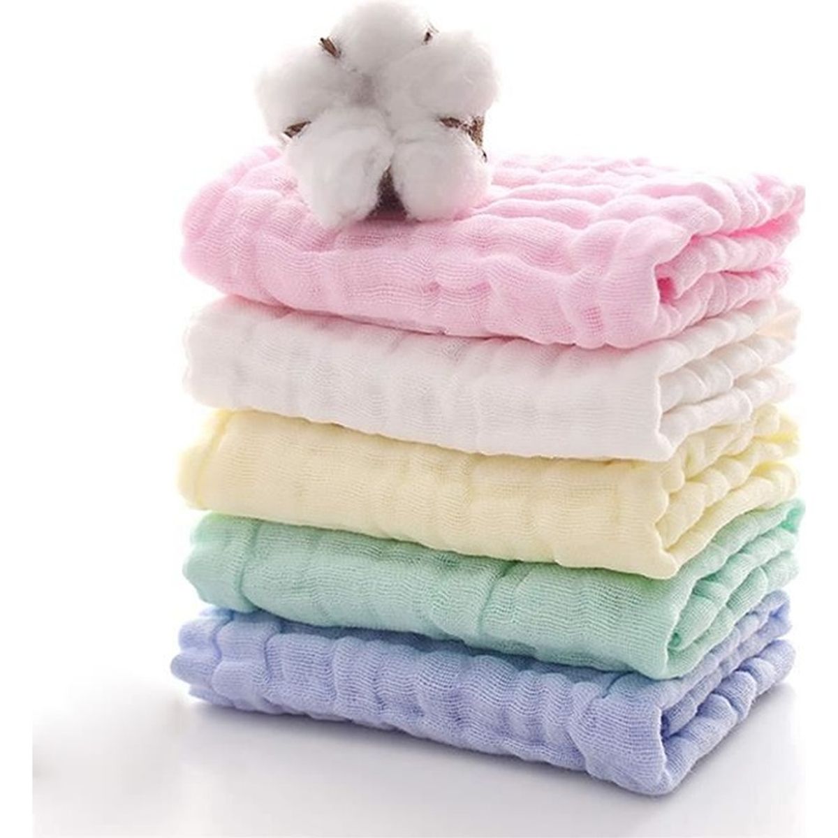 Lot De 5 Langes Bebe 100 Mousseline De Coton X 40 Cm Haute Qualite Haute Resistance 6 Couches De Coton Cdiscount Puericulture Eveil Bebe