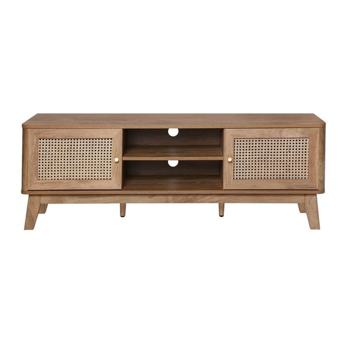 Meuble TV 120x35x45 cm Bois massif avec finition miel