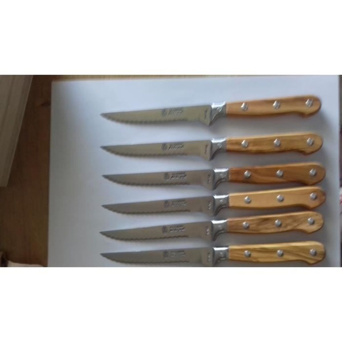 Lot De 6 Couteaux De Table En Bois D Olivier Fabrication Francaise Achat Vente Couteau De Table Cdiscount