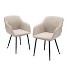 Goeurvant Chaises de salle à manger avec assise large et accoudoirs, confort minimaliste - Lot de 2 - Beige