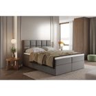 TRADA Lit adulte 180x200 cm BALI - avec matelas ressorts intégrés, rangement et surmatelas - tissu velours – gris