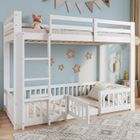 OKWISH Lit Superposé Enfant 90x200 cm - Clôtures & Portes - Protection Antichute - 1 Sommier Inclus - Bois - Blanc