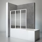 Schulte pare-baignoire, 127x120 cm, réversible, voltes pliants, à coller, sans percer, verre 3 mm, bandes transversales, blanc