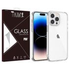 Tikawi Coque Iphone 14 Pro Max (6.7") Transparente + Film de protection en Verre trempé, Gel Souple Haute Protection, Fine et
