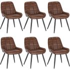 WOLTU Chaises de Salle à Manger Lot de 6, Chaises Relaxantes en SimiliCuir, Ergonomiques avec Dossier, Marron BH332br-6