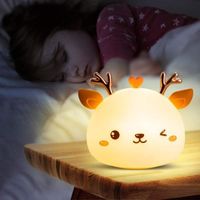 Veilleuse pour enfants, veilleuse cerf, prise électrique LED rechargeable, lumière tactile en silicone 7 couleurs, cadeau lumineux