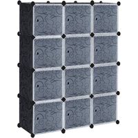 Aufun DIY Garde-Robe Système d'Étagère Combinaison Modulaire Armoire Pliante Portable avec Portes (12 Cubes, Noir)