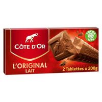 CÔTE D'OR - Chocolat Au Lait 2 x 200G - Lot De 3