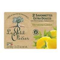 LOT DE 5 - LE PETIT OLIVIER - Savonnette Extra Douce Verveine Citron - paquet de 2 savons de 100g
