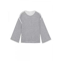 Sweat-shirt femme - Intropia - Liserés en contraste - Gris - Manches longues - Respirant
