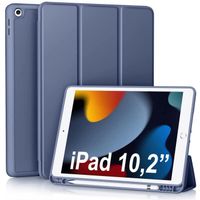 Coque iPad 9e generation 10,2" Housse Etui Protection Antichoc pour Apple iPad 10,2 pouces avec Fente pour Stylo, Gris bleu