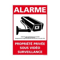 Panneau de signalisation Alarme Propriété Privée Sous VidéosurveillancePlastique PVC 1 mm75 x 105 mm 75 x 105 mm Plastique PVC 1 Mm