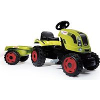 Tracteur à pédales Farmer XL + Remorque - SMOBY - CLAAS - Siège ajustable - Capot ouvrant - Vert